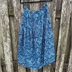 Liz & Me Paisley Skirt Women’s 0X Blue Cotton Boho Elastic Waist Midi Skirt